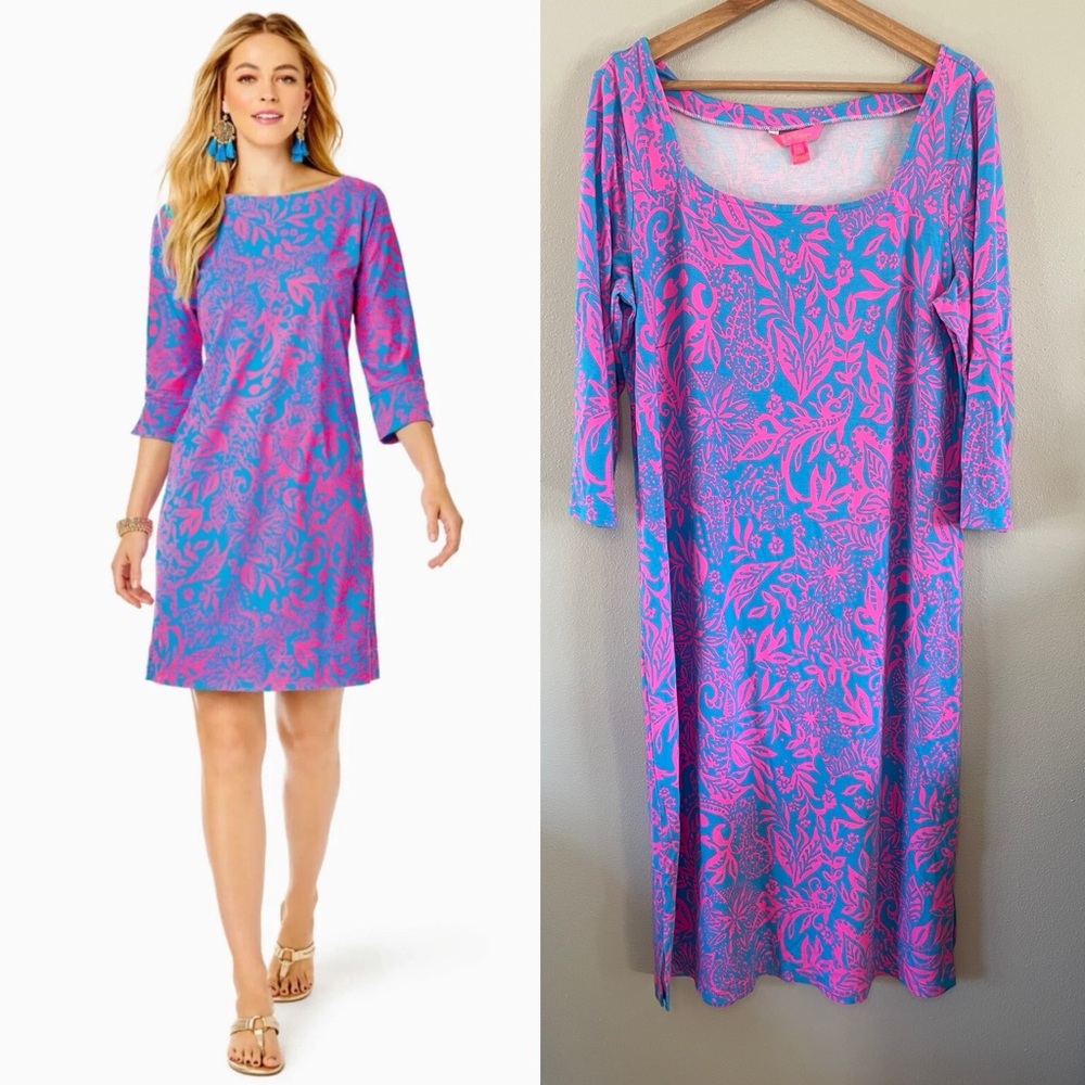 Lilly Pulitzer Braedyn UPF 50+ Dress Aura Pink Leaf an Impression